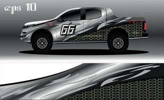 vector de diseño de envoltura de coche de carreras. diseño de kit de fondo de carreras de rayas gráficas abstractas para envoltura de vehículos, autos de carrera, rally, aventura y librea