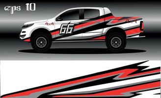 vector de diseño de envoltura de coche de carreras. diseño de kit de fondo de carreras de rayas gráficas abstractas para envoltura de vehículos, autos de carrera, rally, aventura y librea