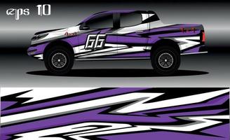 vector de diseño de envoltura de coche de carreras. diseño de kit de fondo de carreras de rayas gráficas abstractas para envoltura de vehículos, autos de carrera, rally, aventura y librea