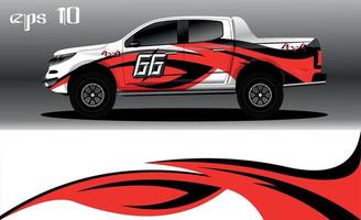 vector de diseño de envoltura de coche de carreras. diseño de kit de fondo de carreras de rayas gráficas abstractas para envoltura de vehículos, autos de carrera, rally, aventura y librea