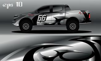 vector de diseño de envoltura de coche de carreras. diseño de kit de fondo de carreras de rayas gráficas abstractas para envoltura de vehículos, autos de carrera, rally, aventura y librea