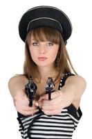 Portrait of the beautiful sailor with pistols photo