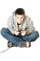 Guy with a joystick for game console photo