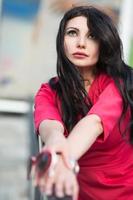 Portrait of thoughtful brunette photo