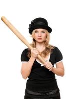 Portrait of angry lady with a bat photo