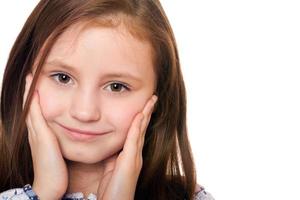 Closeup portrait of charming little girl. Isolated photo