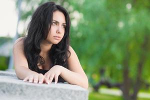 Portrait of thoughtful brunette photo