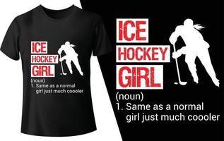 diseño de camiseta de niña de hockey sobre hielo vector