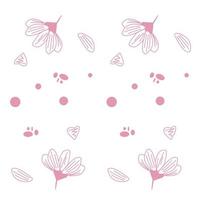 Line Art Flower and Heart pink Pattern Background Vector
