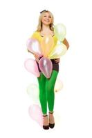Beautiful sexy blond girl with balloons photo