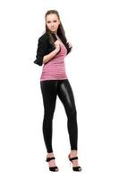 Sexy young woman in black leggings photo