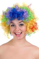 happy girl in a colorful wig photo