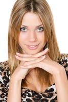 Closeup portrait of pretty young blonde photo