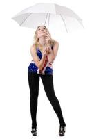 young woman posing under umbrella photo