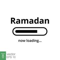 Ramadan loading banner. Simple flat design, holiday concept. Now loading bar sign. Prepare for Ramadan Kareem. Vector illustration, cover template and background for islam celebration. EPS 10.