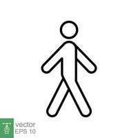 Walk line icon. Simple outline style. Pedestrian, man, pictogram, human, side, walkway concept symbol. Vector illustration isolated on white background. EPS 10.