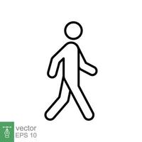 Walk line icon. Simple outline style. Pedestrian, man, pictogram, human, side, walkway concept symbol. Vector illustration isolated on white background. EPS 10.