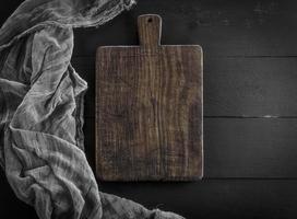 empty very old brown wooden kitchen board photo