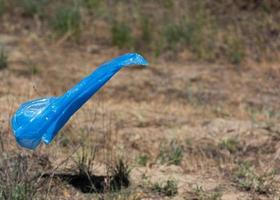 bolsa de polietileno azul para mosca de basura foto