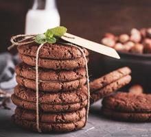 baked round chocolate chip cookies tied with a rope photo