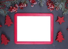 empty red frame on a black background photo