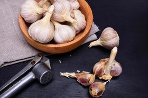 Fresh garlic in the husk photo