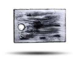 rectangular white wooden cutting board with a hole, shabby surface photo