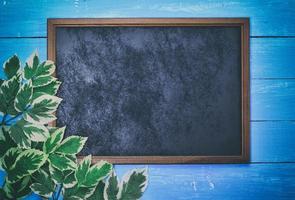 Empty wooden black frame photo