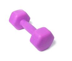 plastic pink dumbbell isolated on white background photo