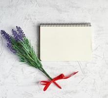 open spiral notebook with empty sheets photo