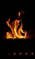 fire in an iron brazier on a black background photo