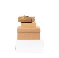 stack of closed various cardboard boxes on a white background photo