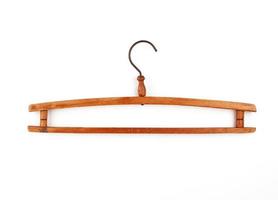 wooden vintage clothes hanger on a white background photo