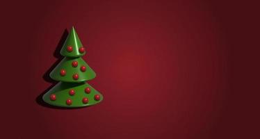 Christmas tree with balls on a red background, 3D render illustration photo