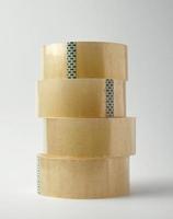 stack of transparent adhesive tape on a white background photo