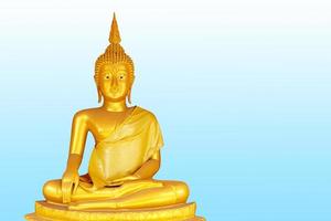 Makha Asanaha Visakha Bucha Day Golden Buddha image. Background of Bodhi leaves with shining light. Soft image and smooth focus style photo