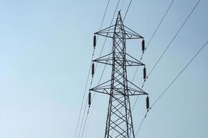 silhouette of high voltage transmission tower photo