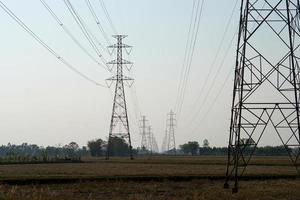 silhouette of high voltage transmission tower photo