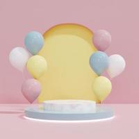 Podium with colorful balloons photo