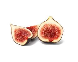 whole fruit and fig slices on white background photo