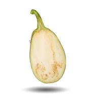 half ripe purple eggplant isolated on a white background photo