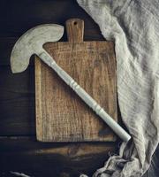 old iron hatchet for cutting meat photo