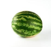 big green striped whole watermelon on a white background photo