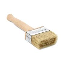 new paint brush with wooden handle isolated on white background photo