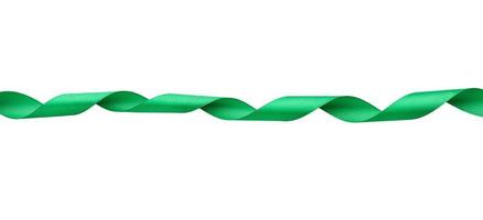 twisted silk green ribbon isolated on white background photo