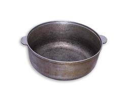 empty old used aluminum cauldron photo