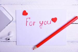 Letter with an inscription in red pencil for you photo