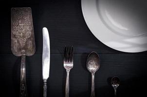 Abstract background with cutlery and plate photo