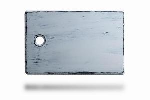 tabla de cortar de madera blanca rectangular con un agujero foto