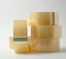 stack of transparent adhesive tape on a white background photo